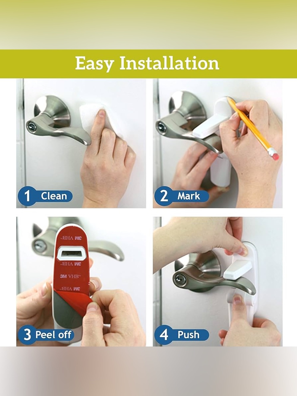6 Pk Child Safety Door Lever Lock - Picture 3 of 8